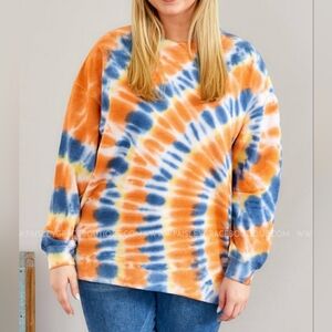 Like Love Blue/Orange Tie-Dye Dye Oversized Sweatshirt Size XL